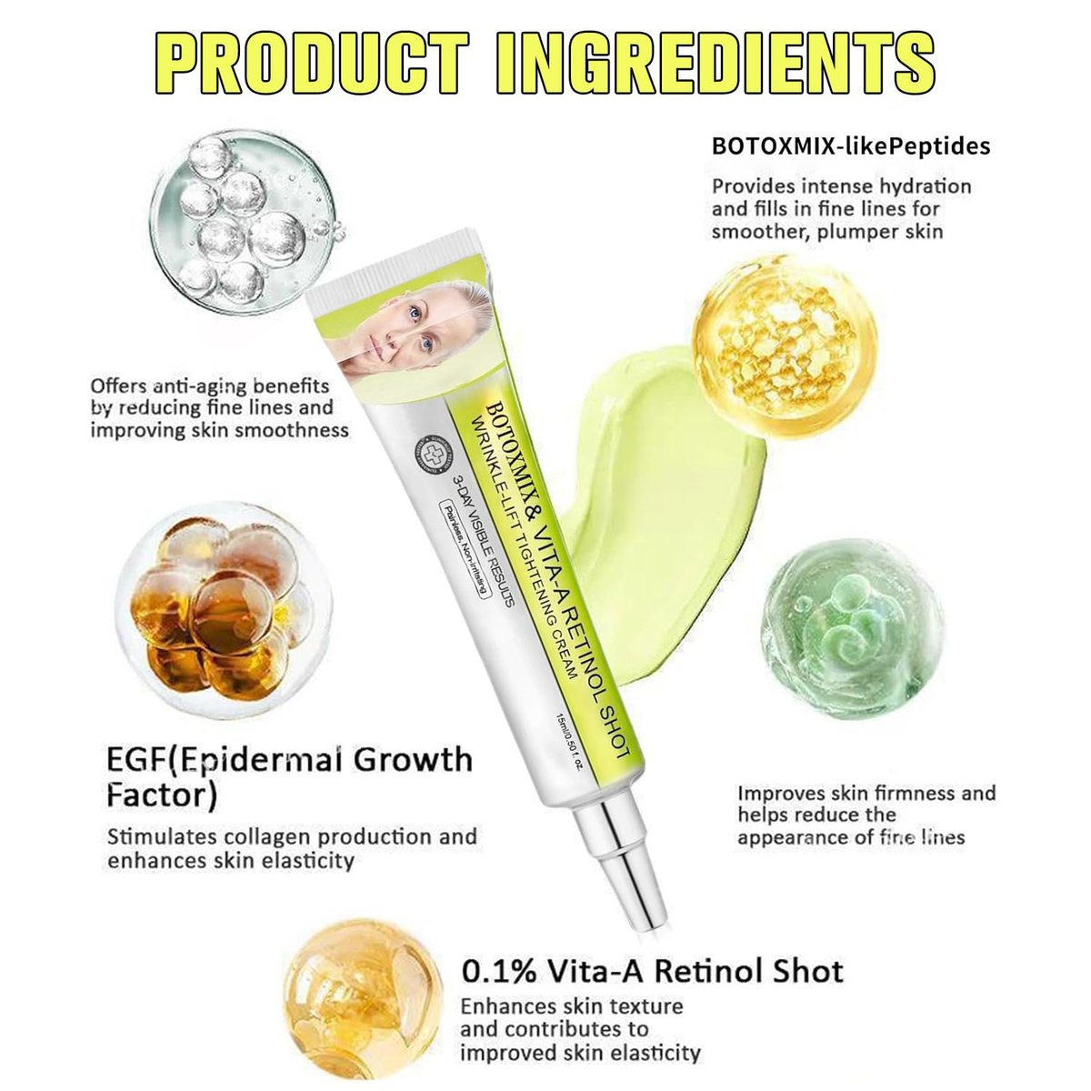 2-Pack Botoxmix & Vita-A Retinol Shot Wrinkle-Lift Tightening Cream - Instant Face Lift, Pore Minimizer, Reduces Wrinkles and Fine Lines for All Skin Types - görsel 5