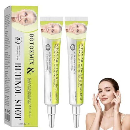 2-Pack Botoxmix & Vita-A Retinol Shot Wrinkle-Lift Tightening Cream - Instant Face Lift, Pore Minimizer, Reduces Wrinkles and Fine Lines for All Skin Types