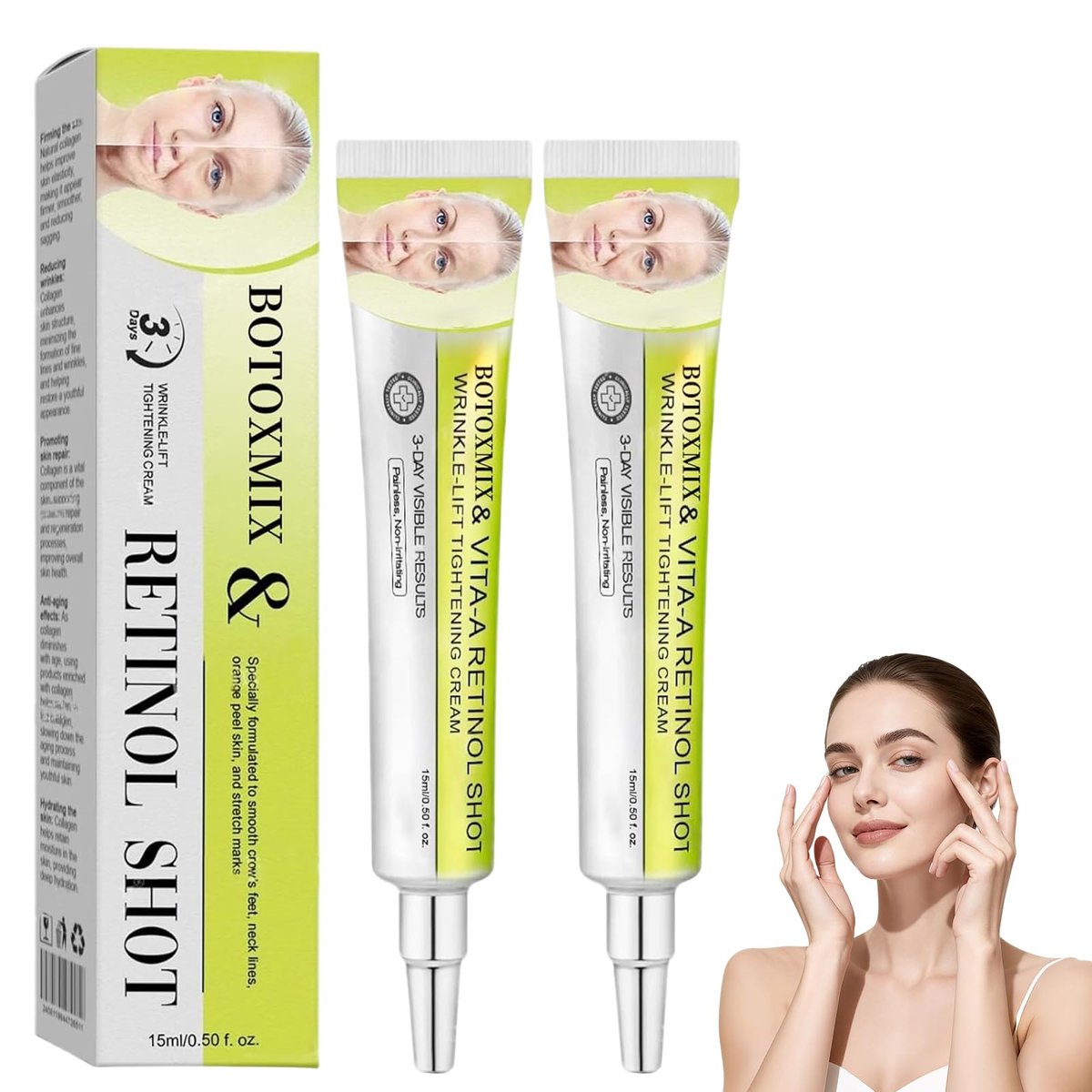 2-Pack Botoxmix & Vita-A Retinol Shot Wrinkle-Lift Tightening Cream - Instant Face Lift, Pore Minimizer, Reduces Wrinkles and Fine Lines for All Skin Types - görsel 1