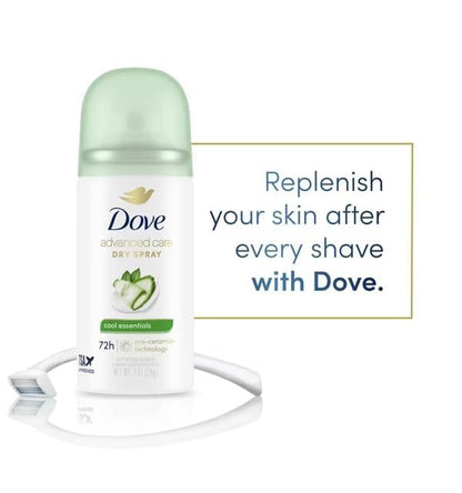 Dove Advanced Care Cool Essentials Antiperspirant & Deodorant Dry Spray – Travel Size 1 oz (Pack of 4) – 72-Hour Sweat & Odor Protection, Cool Fresh Scent with Pear and Cucumber Avelisse