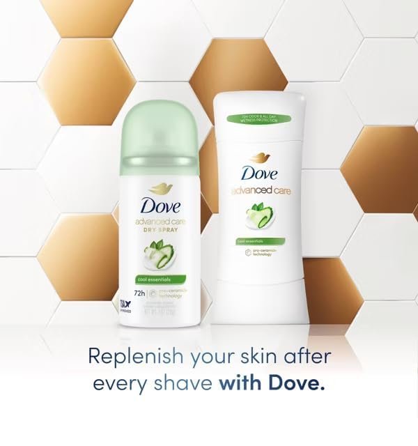 Dove Advanced Care Cool Essentials Antiperspirant & Deodorant Dry Spray – Travel Size 1 oz (Pack of 4) – 72-Hour Sweat & Odor Protection, Cool Fresh Scent with Pear and Cucumber Avelisse