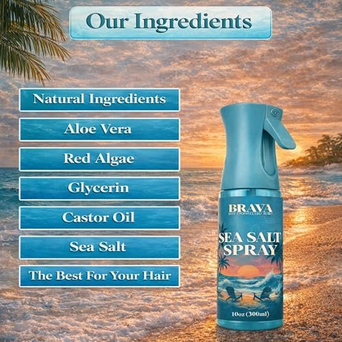 BRAVA NOT TAMED, JUST BRAVA Sea Salt Spray for Men – Natural Texturizing Spray for Beach Waves, Volume & Hold, 10 Oz - görsel 8