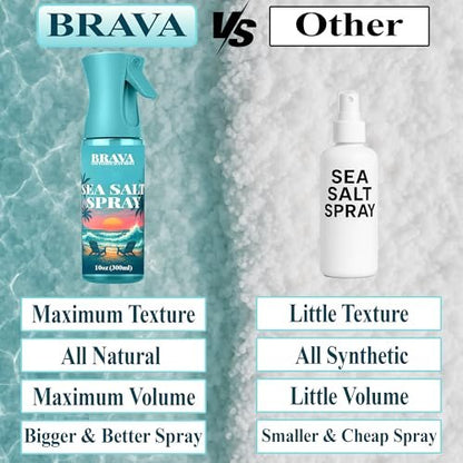 BRAVA NOT TAMED, JUST BRAVA Sea Salt Spray for Men – Natural Texturizing Spray for Beach Waves, Volume & Hold, 10 Oz