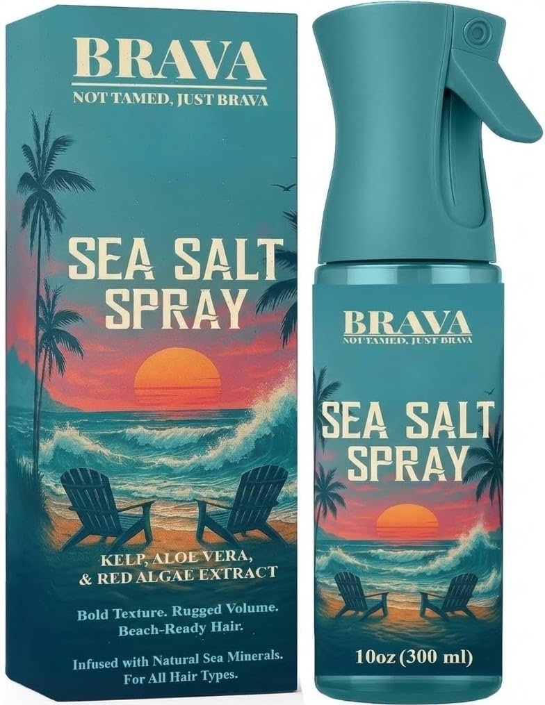 BRAVA NOT TAMED, JUST BRAVA Sea Salt Spray for Men – Natural Texturizing Spray for Beach Waves, Volume & Hold, 10 Oz - görsel 1