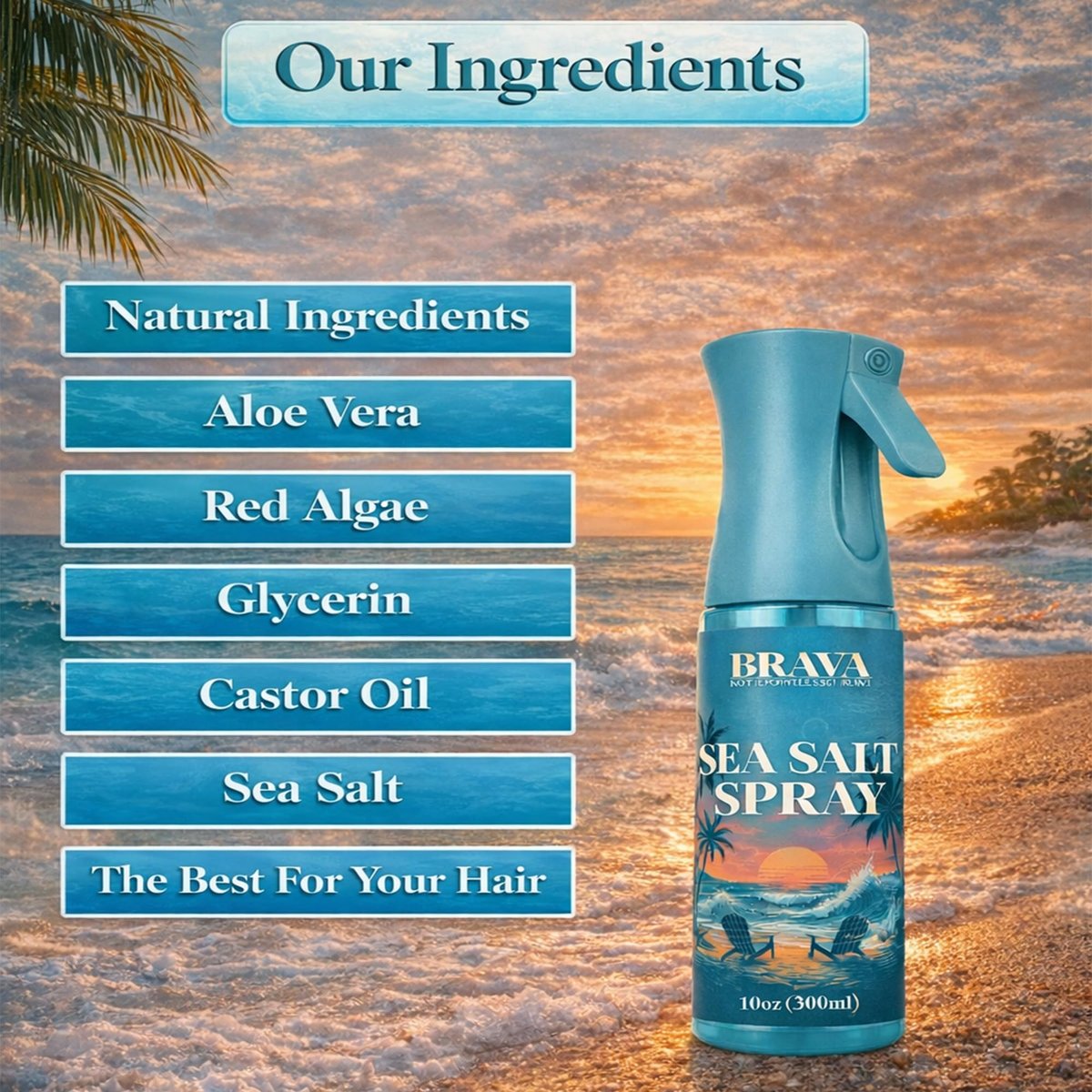 BRAVA NOT TAMED, JUST BRAVA Sea Salt Spray for Men – Natural Texturizing Spray for Beach Waves, Volume & Hold, 10 Oz - görsel 7