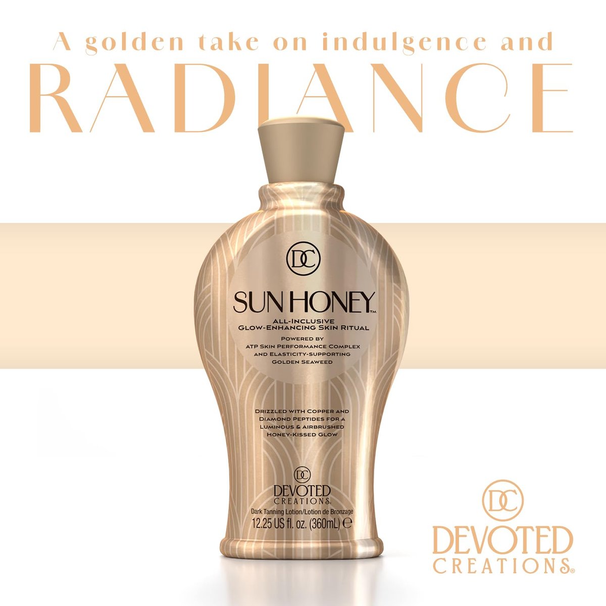 Devoted Creations Sun Honey All-Inclusive Glow-Enhancing Plateau Breaking Optimizer Ultra-Hydrating Dark Tanning Lotion, 12.25 Fl Oz Avelisse