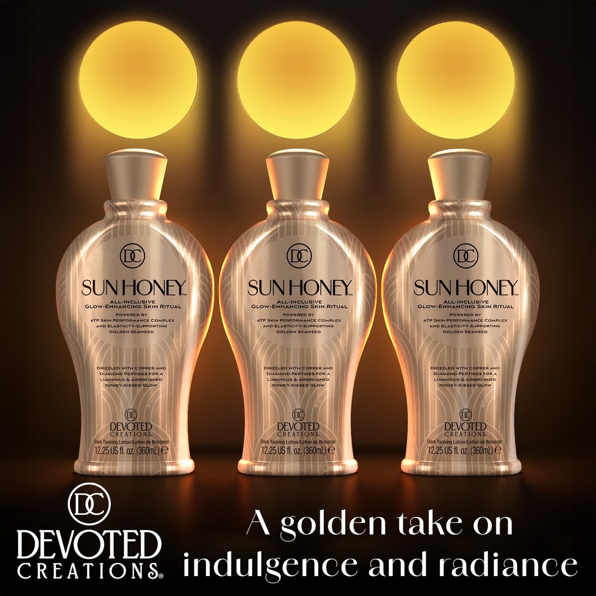 Devoted Creations Sun Honey All-Inclusive Glow-Enhancing Plateau Breaking Optimizer Ultra-Hydrating Dark Tanning Lotion, 12.25 Fl Oz Avelisse