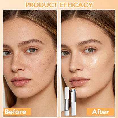 Upgrade 2-in-1 Blanc Cover Cream Stick V - Color Changing Foundation Stick with Volufiline - Hydrating Concealer Base Makeup, Dual-Ended with Built-in Brush, Portable for Daily Use (Natural) Avelisse