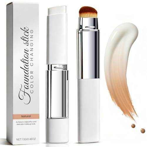 Upgrade 2-in-1 Blanc Cover Cream Stick V - Color Changing Foundation Stick with Volufiline - Hydrating Concealer Base Makeup, Dual-Ended with Built-in Brush, Portable for Daily Use (Natural) Avelisse