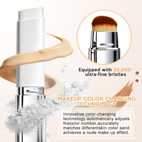 Upgrade 2-in-1 Blanc Cover Cream Stick V - Color Changing Foundation Stick with Volufiline - Hydrating Concealer Base Makeup, Dual-Ended with Built-in Brush, Portable for Daily Use (Natural) Avelisse