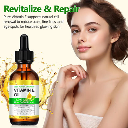 HJFRONGF Vitamin E Oil for Skin, Face, Scars, and Body - Moisturizing Dry Skin - 2 Oz