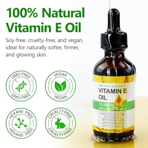 HJFRONGF Vitamin E Oil for Skin, Face, Scars, and Body - Moisturizing Dry Skin - 2 Oz - görsel 12