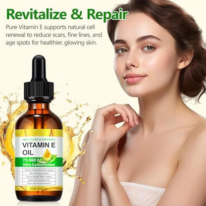 HJFRONGF Vitamin E Oil for Skin, Face, Scars, and Body - Moisturizing Dry Skin - 2 Oz
