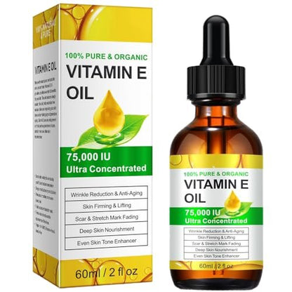 HJFRONGF Vitamin E Oil for Skin, Face, Scars, and Body - Moisturizing Dry Skin - 2 Oz