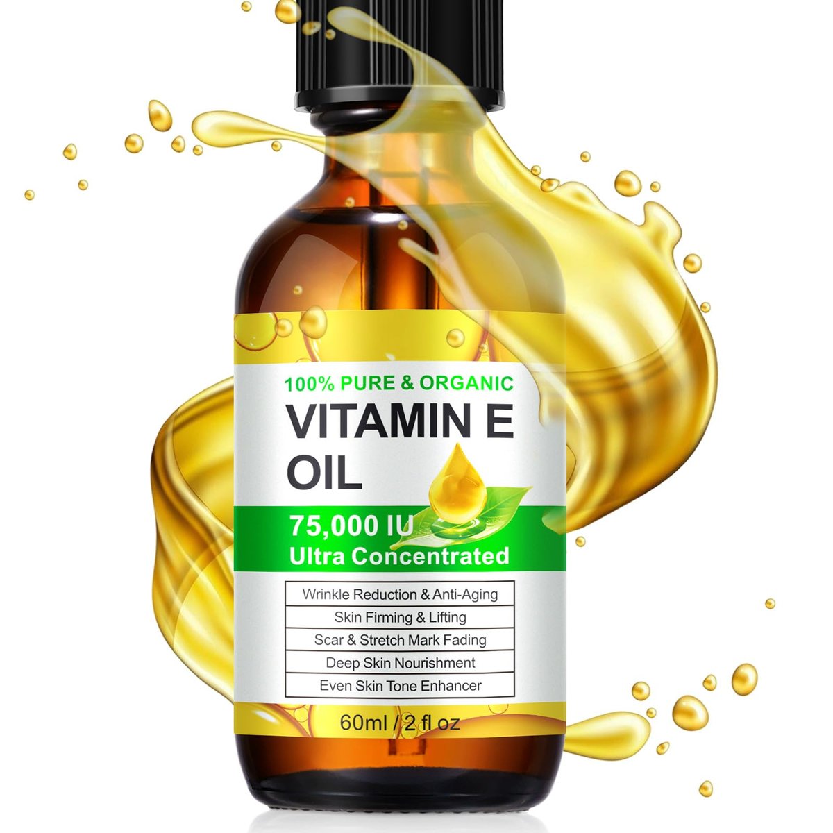 HJFRONGF Vitamin E Oil for Skin, Face, Scars, and Body - Moisturizing Dry Skin - 2 Oz - görsel 15