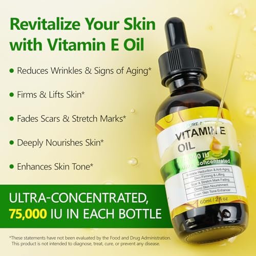 HJFRONGF Vitamin E Oil for Skin, Face, Scars, and Body - Moisturizing Dry Skin - 2 Oz - görsel 4