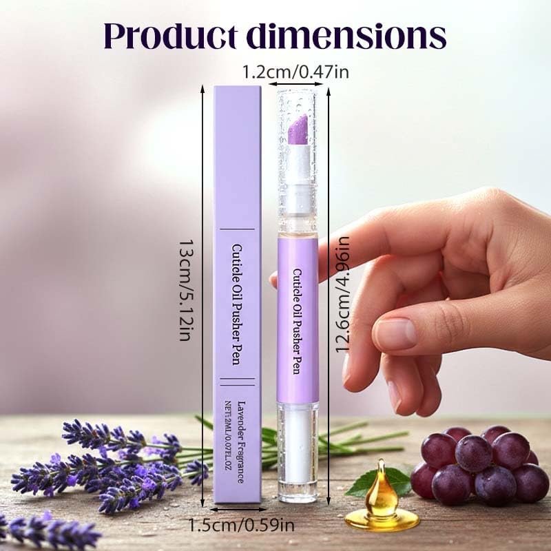 2-in-1 Cuticle Oil Pusher Pen - Ceramic Cuticle Remover & Nail Care Buffer for Hangnails, Dry & Damaged Nails (2-Pack, Purple) Avelisse