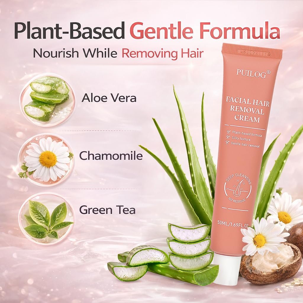 Facial Hair Removal Cream for Women – Painless Depilatory for Upper Lip & Chin, Sensitive Skin Formula with Soothing Care, Fast 5-Min Hair Remover, Smooth Skin Lasting Results Avelisse