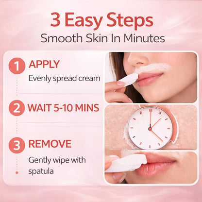 Facial Hair Removal Cream for Women – Painless Depilatory for Upper Lip & Chin, Sensitive Skin Formula with Soothing Care, Fast 5-Min Hair Remover, Smooth Skin Lasting Results Avelisse