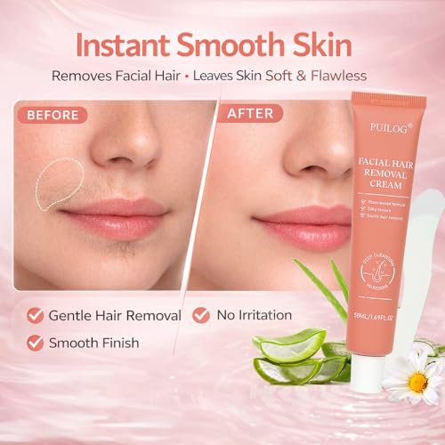 Facial Hair Removal Cream for Women – Painless Depilatory for Upper Lip & Chin, Sensitive Skin Formula with Soothing Care, Fast 5-Min Hair Remover, Smooth Skin Lasting Results Avelisse