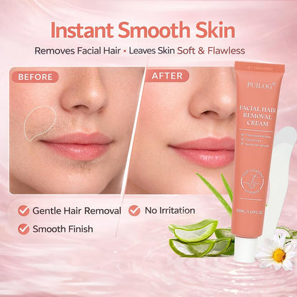 Facial Hair Removal Cream for Women – Painless Depilatory for Upper Lip & Chin, Sensitive Skin Formula with Soothing Care, Fast 5-Min Hair Remover, Smooth Skin Lasting Results Avelisse