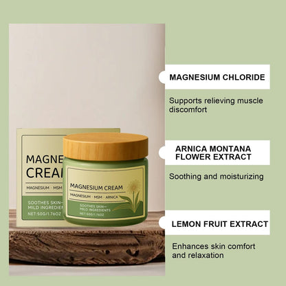 Magnesium Cream with MSM & Arnica – Fast-Absorbing, Non-Greasy Hydrating Lotion for Soothing Daily Body Care, 50g/1.76oz Avelisse