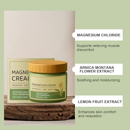 Magnesium Cream with MSM & Arnica – Fast-Absorbing, Non-Greasy Hydrating Lotion for Soothing Daily Body Care, 50g/1.76oz Avelisse
