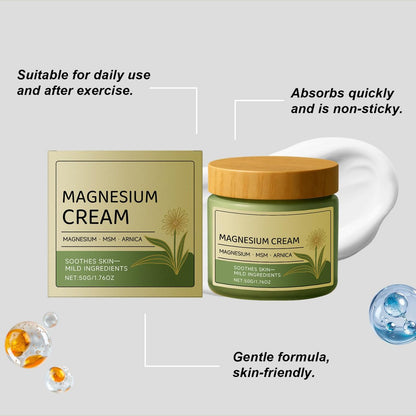 Magnesium Cream with MSM & Arnica – Fast-Absorbing, Non-Greasy Hydrating Lotion for Soothing Daily Body Care, 50g/1.76oz Avelisse