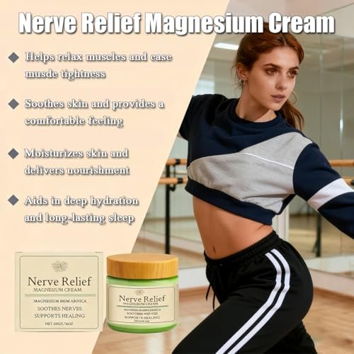 Nerve Relief Magnesium Cream with Arnica and MSM - Soothing Muscle Relaxation & Deep Hydration, 1.76 oz Avelisse