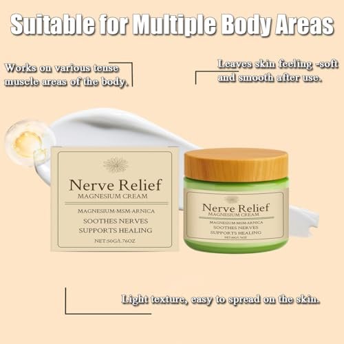 Nerve Relief Magnesium Cream with Arnica and MSM - Soothing Muscle Relaxation & Deep Hydration, 1.76 oz Avelisse
