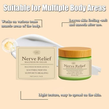 Nerve Relief Magnesium Cream with Arnica and MSM - Soothing Muscle Relaxation & Deep Hydration, 1.76 oz Avelisse