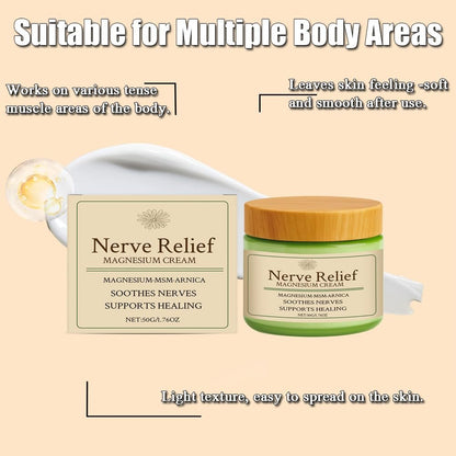 Nerve Relief Magnesium Cream with Arnica and MSM - Soothing Muscle Relaxation & Deep Hydration, 1.76 oz Avelisse