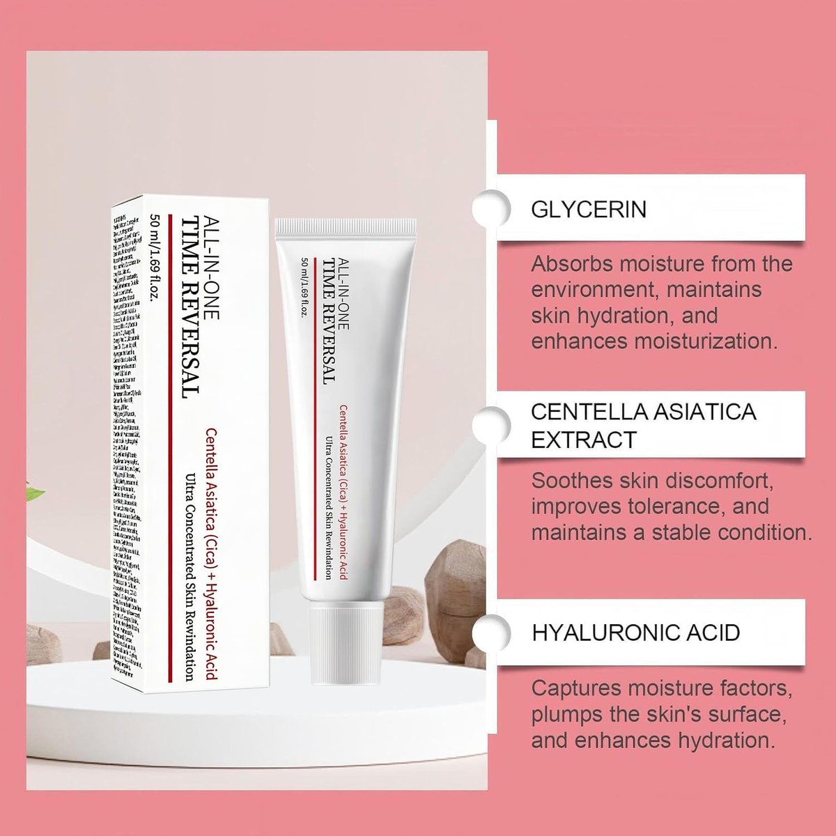 BSpecter 2Pcs Time Reverse Cream - All-In-One Face Moisturizer with Centella, Collagen & Hyaluronic Acid for Hydrating, Nourishing, Firming & Reducing Wrinkles (0.5 Fl Oz Each) Avelisse