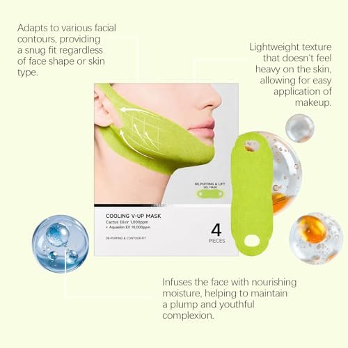 Nascence V-Line Lifting Tape with Cactox Collagen – Double Chin Lifting Band for Sagging Jawline & Facial Puffiness (4 Pack) Avelisse