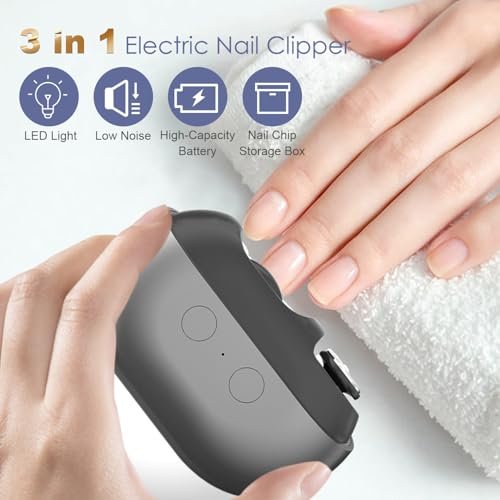 3-in-1 Electric Nail Clippers for Seniors with LED Light and Nail Scraps Storage - Perfect for Thick Toenails and Reduced Mobility - görsel 10