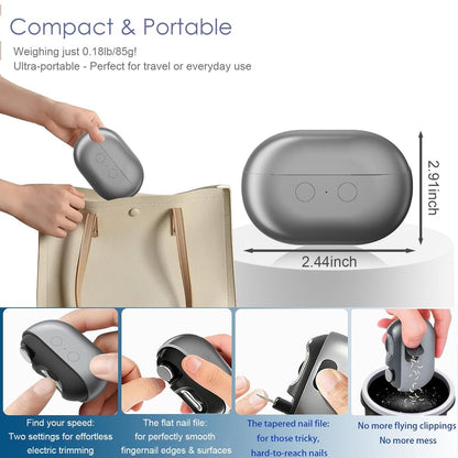 3-in-1 Electric Nail Clippers for Seniors with LED Light and Nail Scraps Storage - Perfect for Thick Toenails and Reduced Mobility