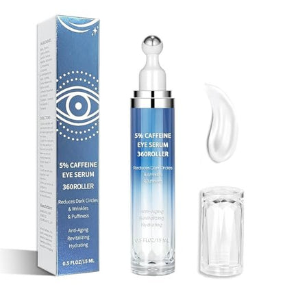 Sumetact 5% Caffeine & Retinol Eye Cream with 360° Roller – Hydrating & Anti-Aging Treatment for Fine Lines, Puffiness, Dark Circles & Bags – Moisturizing Serum for Women & Men Avelisse