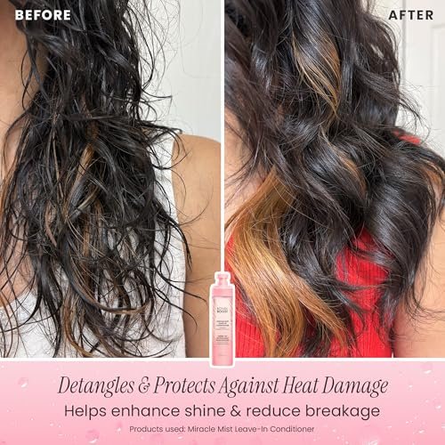 BONDIBOOST Miracle Mist Leave In Conditioner & Heat Protectant - 5.07 Fl Oz, Biotin & Strawberry Extract, Sulfate/Paraben Free, Lightweight Detangling Spray for Glass Hair Avelisse