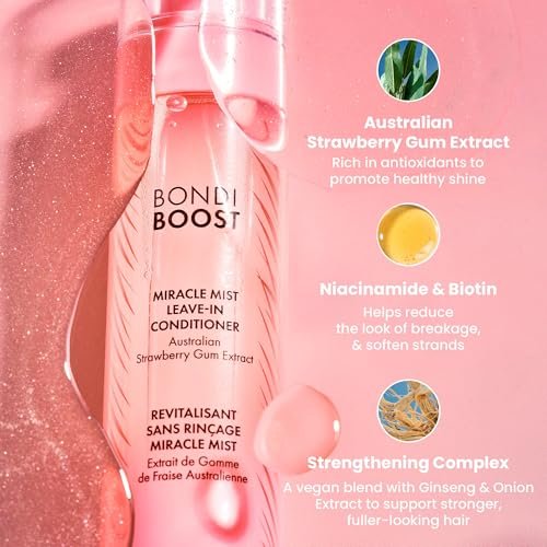 BONDIBOOST Miracle Mist Leave In Conditioner & Heat Protectant - 5.07 Fl Oz, Biotin & Strawberry Extract, Sulfate/Paraben Free, Lightweight Detangling Spray for Glass Hair Avelisse