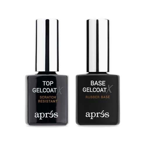 APRÉS Base Coat X & Top Gelcoat X Set 15ml | HEMA & TPO-Free Rubber Base and High-Gloss Top Coat – Scratch-Resistant Soak-Off Gel Nail Polish Avelisse