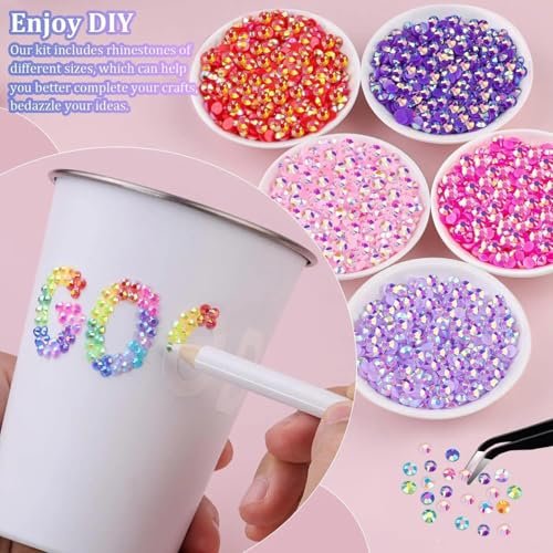 Bedazzling Kit 3mm Flatback Rhinestones - 40 Colors Jelly Resin Gems for Nail Art, Shoes, Crafts, Makeup, Diamond Art & DIY Avelisse