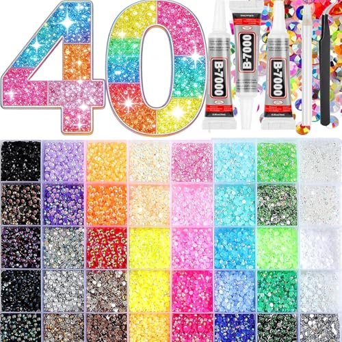 Bedazzling Kit 3mm Flatback Rhinestones - 40 Colors Jelly Resin Gems for Nail Art, Shoes, Crafts, Makeup, Diamond Art & DIY Avelisse