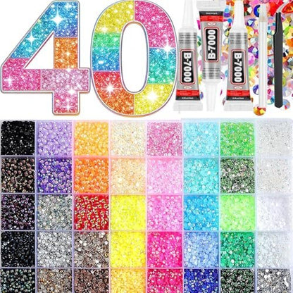 Bedazzling Kit 3mm Flatback Rhinestones - 40 Colors Jelly Resin Gems for Nail Art, Shoes, Crafts, Makeup, Diamond Art & DIY Avelisse