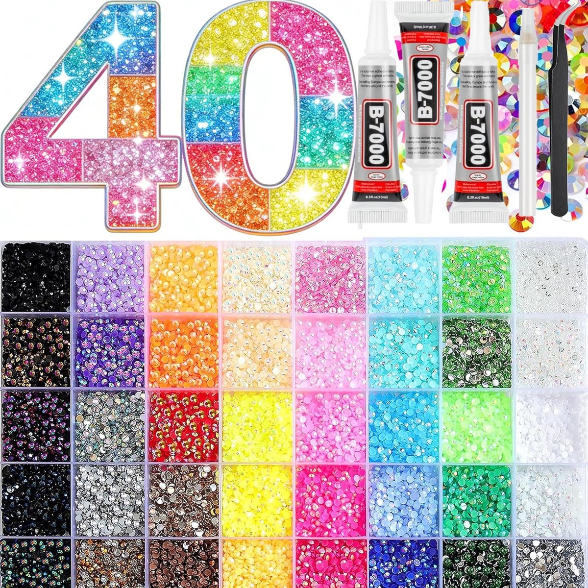 Bedazzling Kit 3mm Flatback Rhinestones - 40 Colors Jelly Resin Gems for Nail Art, Shoes, Crafts, Makeup, Diamond Art & DIY Avelisse