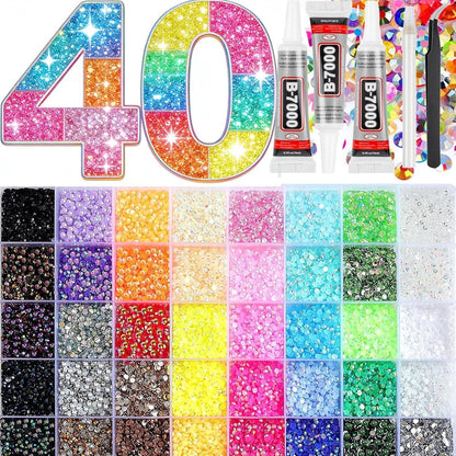 Bedazzling Kit 3mm Flatback Rhinestones - 40 Colors Jelly Resin Gems for Nail Art, Shoes, Crafts, Makeup, Diamond Art & DIY Avelisse
