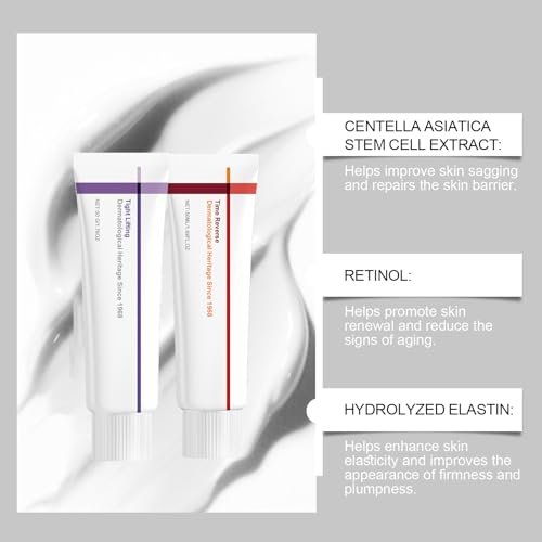 Centella Asiatica Face Moisturizer with Retinol, Time Reverse & Tight Lifting Cream Duo – Fragrance-Free Hydrating Skincare for Youthful Look, 3.38 Fl Oz (2 Pack) Avelisse