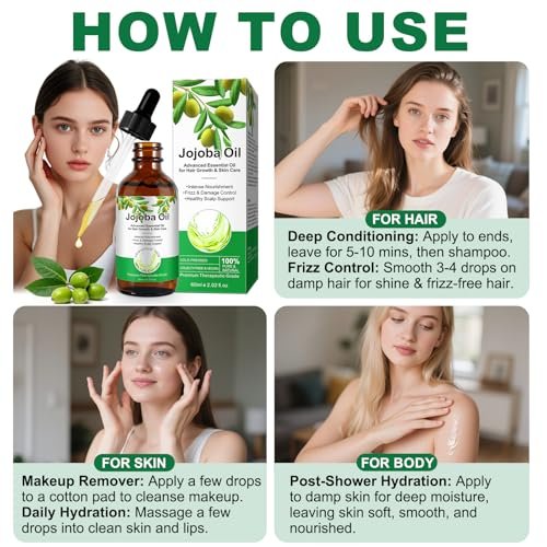 ABOUSHE Non-Greasy Jojoba Oil – Lightweight Summer Face Oil for Gua Sha & Facial Tools, Fast Absorbing, Helps Skin Look Smooth & Balanced, 2.0 Fl Oz - görsel 8
