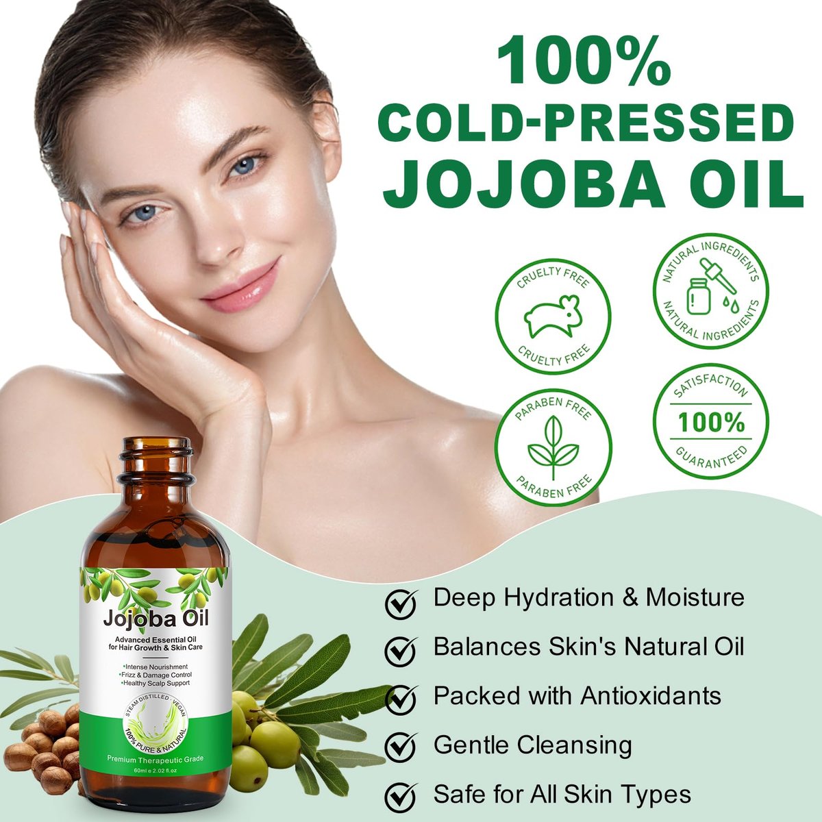 ABOUSHE Non-Greasy Jojoba Oil – Lightweight Summer Face Oil for Gua Sha & Facial Tools, Fast Absorbing, Helps Skin Look Smooth & Balanced, 2.0 Fl Oz - görsel 3