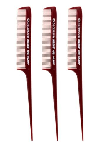 Krest Goldilocks g5 8 1/2" Rattail Comb Extra-Fine - Professional Heat Resistant Dupont Delrin for Hair Styling, Sectioning & Parting (3 Combs)