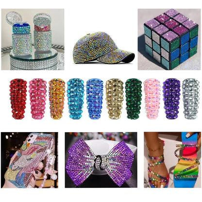 Ayzololo 42 Colors Resin Jelly Rhinestones for Bedazzling - 3mm 32000Pcs Flatback Gems with B7000 Glue, Tweezer & Pickup Pen for Nail Art, DIY Crafts, Phone Cases